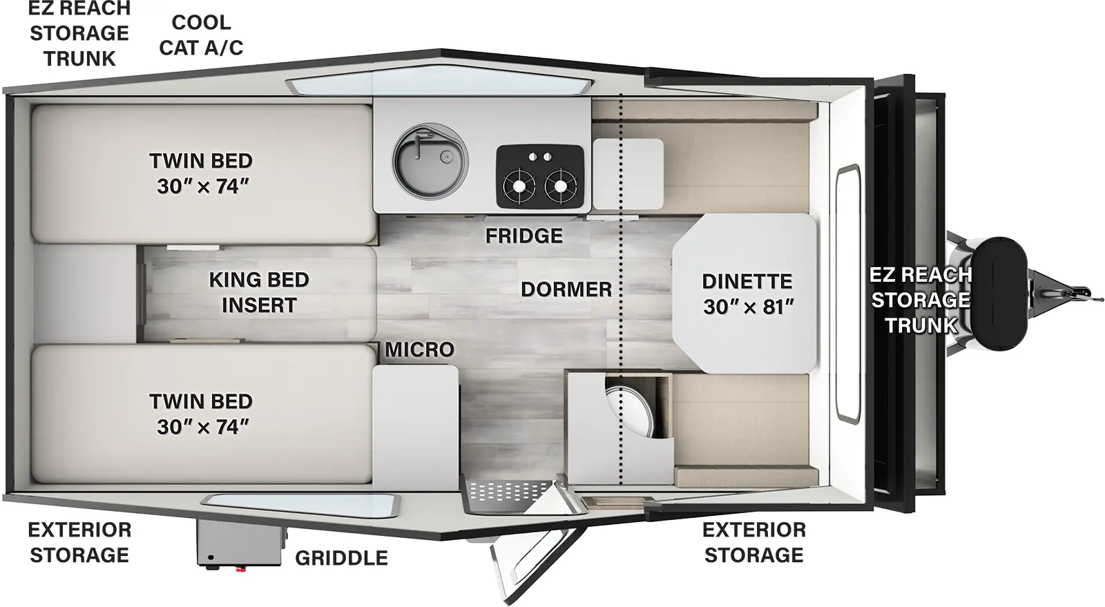 Flagstaff Hard Side Pop Up Campers T21TBHW Floorplan